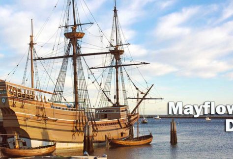 Replica of the Mayflower docked in Plymouth Harbor
