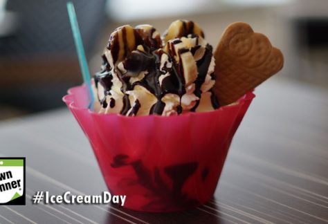 Cup of ice cream sundae