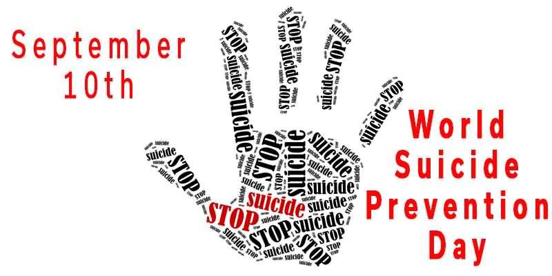 Hand print with stop suicide making up the print